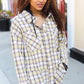 Casual Living Taupe & Yellow Plaid Two Fer Shacket Hoodie