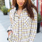 Casual Living Taupe & Yellow Plaid Two Fer Shacket Hoodie