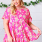 Fuchsia Floral Frill Ruffle Hem Tiered Swing Top