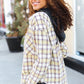 Casual Living Taupe & Yellow Plaid Two Fer Shacket Hoodie