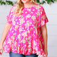 Fuchsia Floral Frill Ruffle Hem Tiered Swing Top