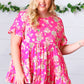 Fuchsia Floral Frill Ruffle Hem Tiered Swing Top