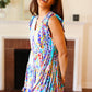 Just for Fun Aqua Floral V Neck Ruffle Sleeve & Hem Dress