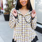 Casual Living Taupe & Yellow Plaid Two Fer Shacket Hoodie