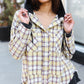 Casual Living Taupe & Yellow Plaid Two Fer Shacket Hoodie