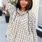 Casual Living Taupe & Yellow Plaid Two Fer Shacket Hoodie