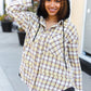 Casual Living Taupe & Yellow Plaid Two Fer Shacket Hoodie