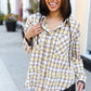 Casual Living Taupe & Yellow Plaid Two Fer Shacket Hoodie