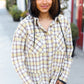 Casual Living Taupe & Yellow Plaid Two Fer Shacket Hoodie