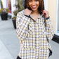 Casual Living Taupe & Yellow Plaid Two Fer Shacket Hoodie