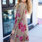 True Love Taupe & French Rose Floral Print Long Sleeve Dress