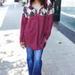 Stand Out Burgundy Tribal Print Half Zip Longline Hoodie