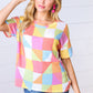 Multicolor Geometric Textured Knit Top