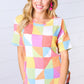 Multicolor Geometric Textured Knit Top