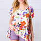 Multicolor Flat Floral V Neck Woven Babydoll Top