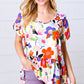 Multicolor Flat Floral V Neck Woven Babydoll Top