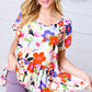 Multicolor Flat Floral V Neck Woven Babydoll Top