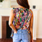 Sunny Days Multicolor Floral Ruffle Sleeveless Top