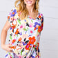 Multicolor Flat Floral V Neck Woven Babydoll Top