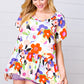 Multicolor Flat Floral V Neck Woven Babydoll Top