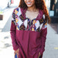 Stand Out Burgundy Tribal Print Half Zip Longline Hoodie