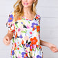 Multicolor Flat Floral V Neck Woven Babydoll Top