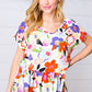 Multicolor Flat Floral V Neck Woven Babydoll Top