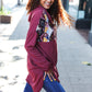 Stand Out Burgundy Tribal Print Half Zip Longline Hoodie