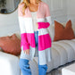 Face The Day Blush Wide Stripe Hacci Colorblock Cardigan