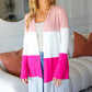 Face The Day Blush Wide Stripe Hacci Colorblock Cardigan