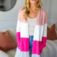 Face The Day Blush Wide Stripe Hacci Colorblock Cardigan