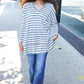 Nautical Ivory & Grey Striped Hacci Knit Tunic Top