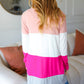 Face The Day Blush Wide Stripe Hacci Colorblock Cardigan