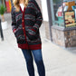 Classic Burgundy Holiday Print Button Cardigan