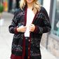 Classic Burgundy Holiday Print Button Cardigan