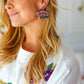 Mardi Gras Sequin & Beaded Crown Dangle Earrings