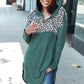 Diva Dreams Olive Leopard Print Half Zip Longline Hoodie