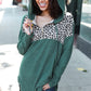 Diva Dreams Olive Leopard Print Half Zip Longline Hoodie