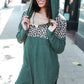 Diva Dreams Olive Leopard Print Half Zip Longline Hoodie