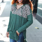 Diva Dreams Olive Leopard Print Half Zip Longline Hoodie