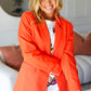 Diva Dreams Coral Notched Lapel Lined Blazer