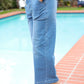 Denim Blue High Rise Drawstring Cropped Jeans