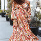 Feeling Femme Mocha Floral Print V Neck Satin Maxi Dress