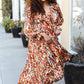 Feeling Femme Mocha Floral Print V Neck Satin Maxi Dress