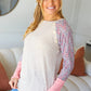 Take The Leap Pink & Taupe Two-Tone Rib Chevron Raglan Top