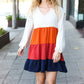 Beautiful You Orange & Multicolor Tiered Babydoll Dress