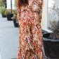 Feeling Femme Mocha Floral Print V Neck Satin Maxi Dress