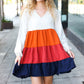 Beautiful You Orange & Multicolor Tiered Babydoll Dress