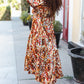 Feeling Femme Mocha Floral Print V Neck Satin Maxi Dress