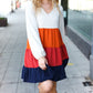 Beautiful You Orange & Multicolor Tiered Babydoll Dress